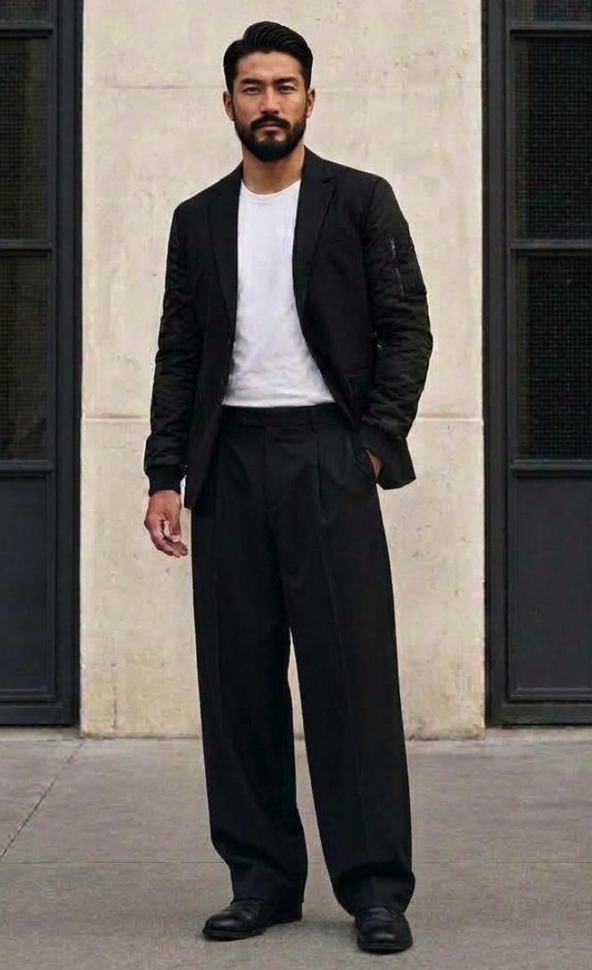 Wide leg tailored trousers with the blazer