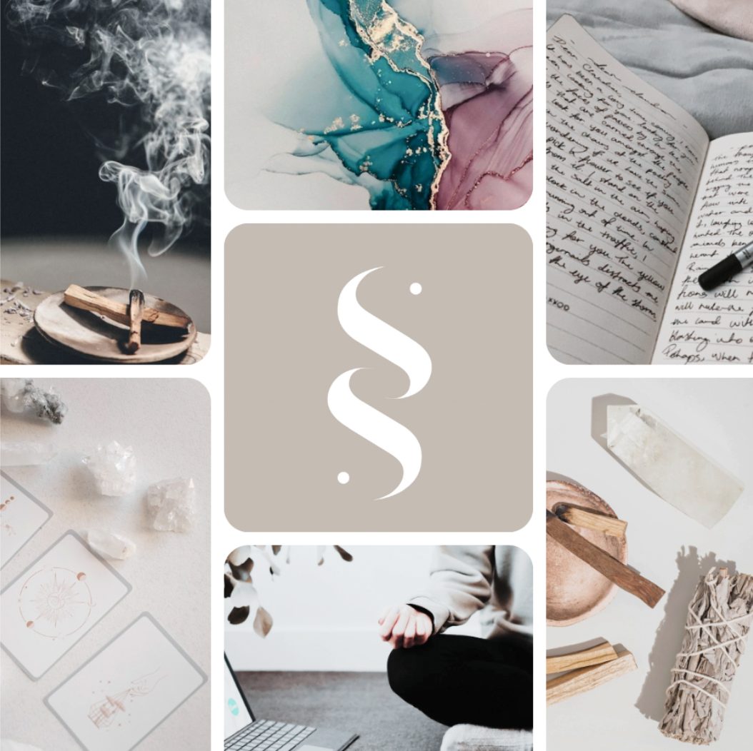 Brand concept collage setting the palette, texture and mood for Soul Studio